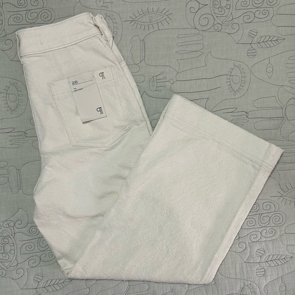 NWT Anthro Pilcro The Skipper High-Rise Crop Wide-Leg Jeans 28 Cream Houndstooth - Picture 5 of 12